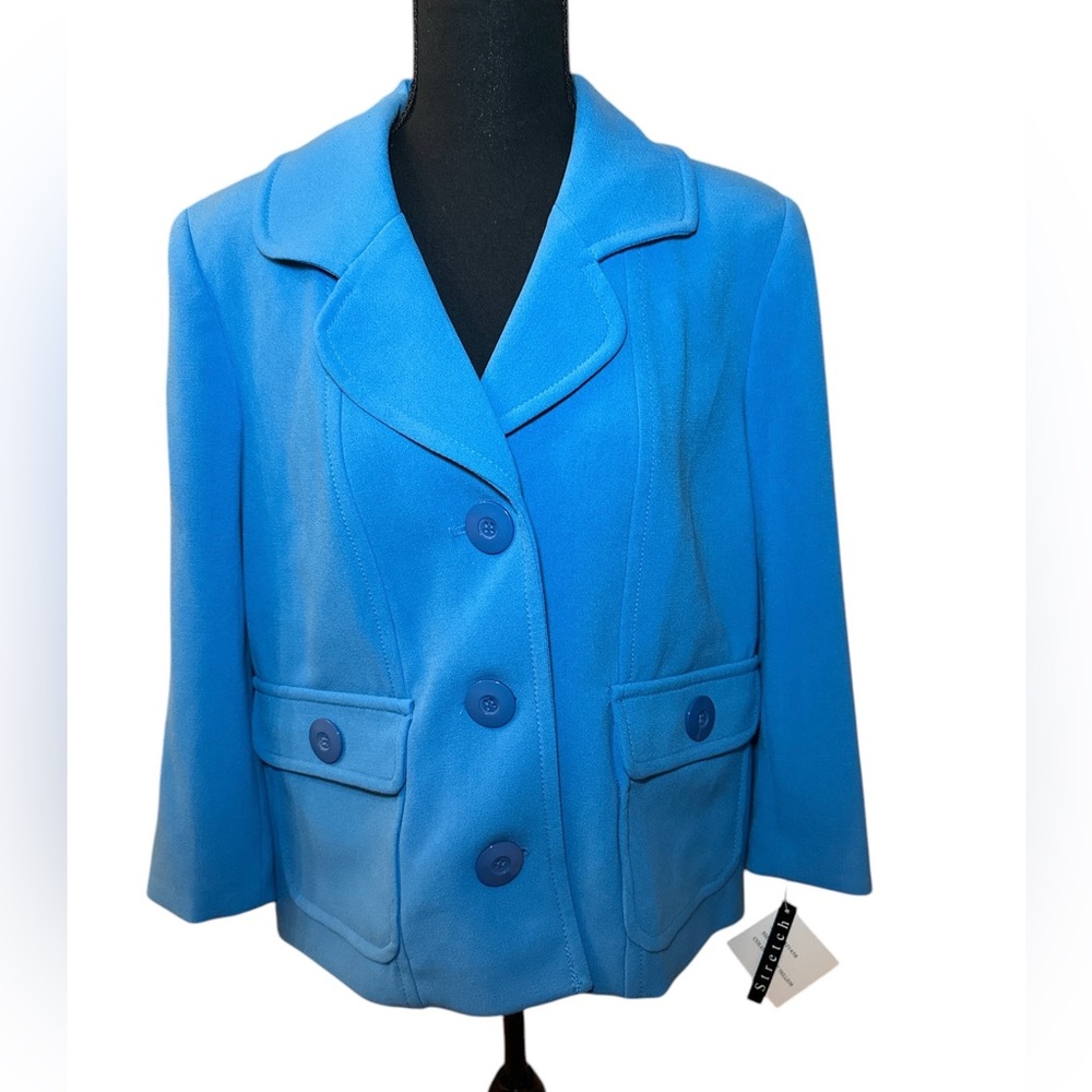 NWT cropped shorter Jacket Blazer Blue Focus 2000 Sz 14 Women’s